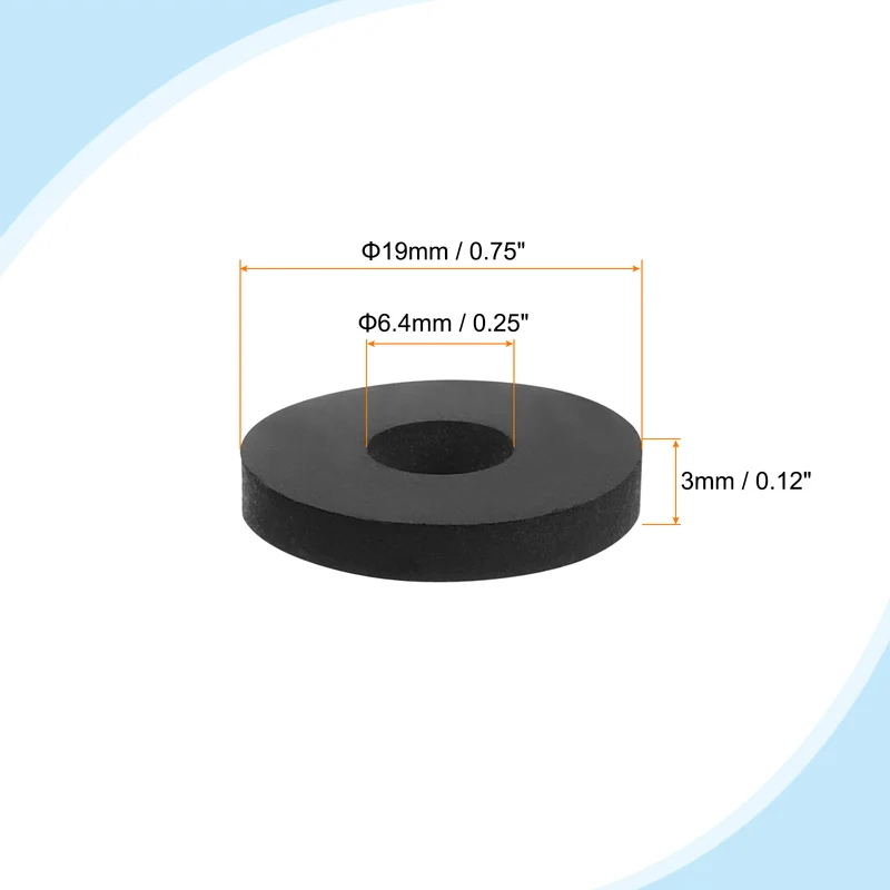Flat Rubber Washers, 40Pcs 3/4" x 1/4" x 1/8" Rubber Bushings Spacers
