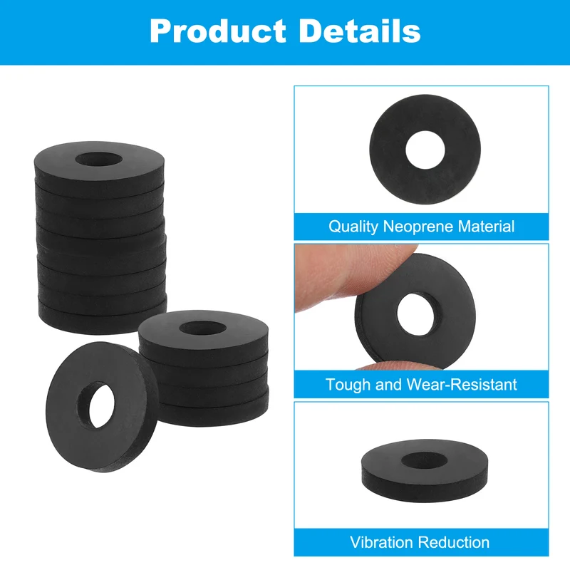 Flat Rubber Washers, 40Pcs 3/4" x 1/4" x 1/8" Rubber Bushings Spacers