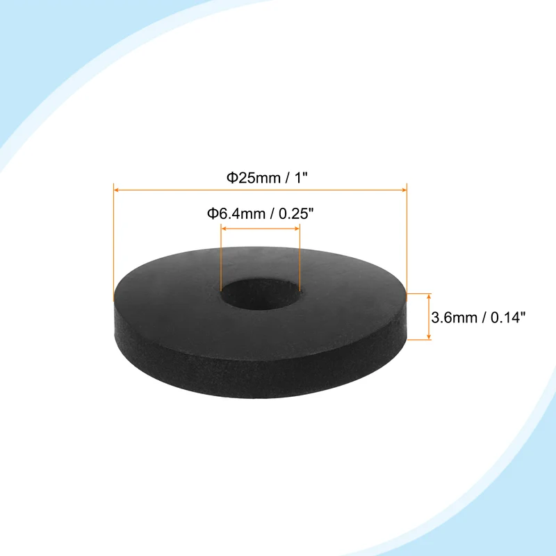 Flat Rubber Washer, 20Pcs 1" x 1/4" x 1/8" Rubber Bushings Spacers