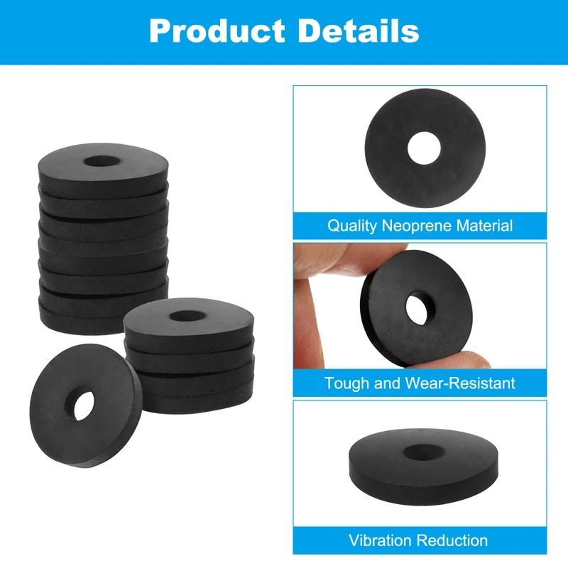 Flat Rubber Washer, 20Pcs 1" x 1/4" x 1/8" Rubber Bushings Spacers