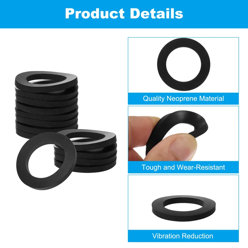 Flat Rubber Washer, 20Pcs 1-1/2" x 1" x 1/8" Rubber Bushings Spacers