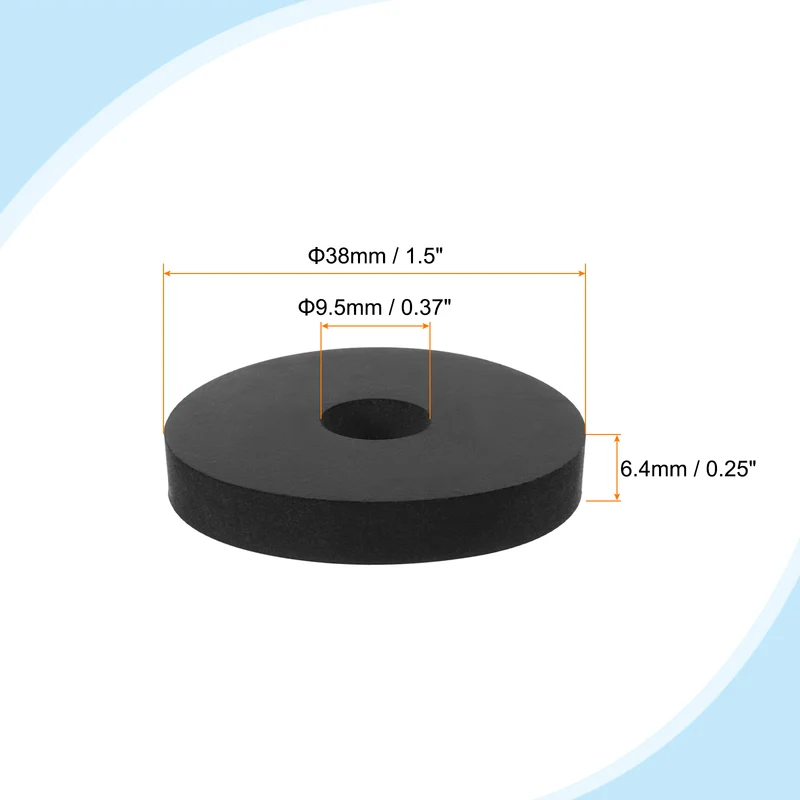 Flat Rubber Washer, 10Pcs 1-1/2" x 3/8" x 1/4" Rubber Bushings Spacers