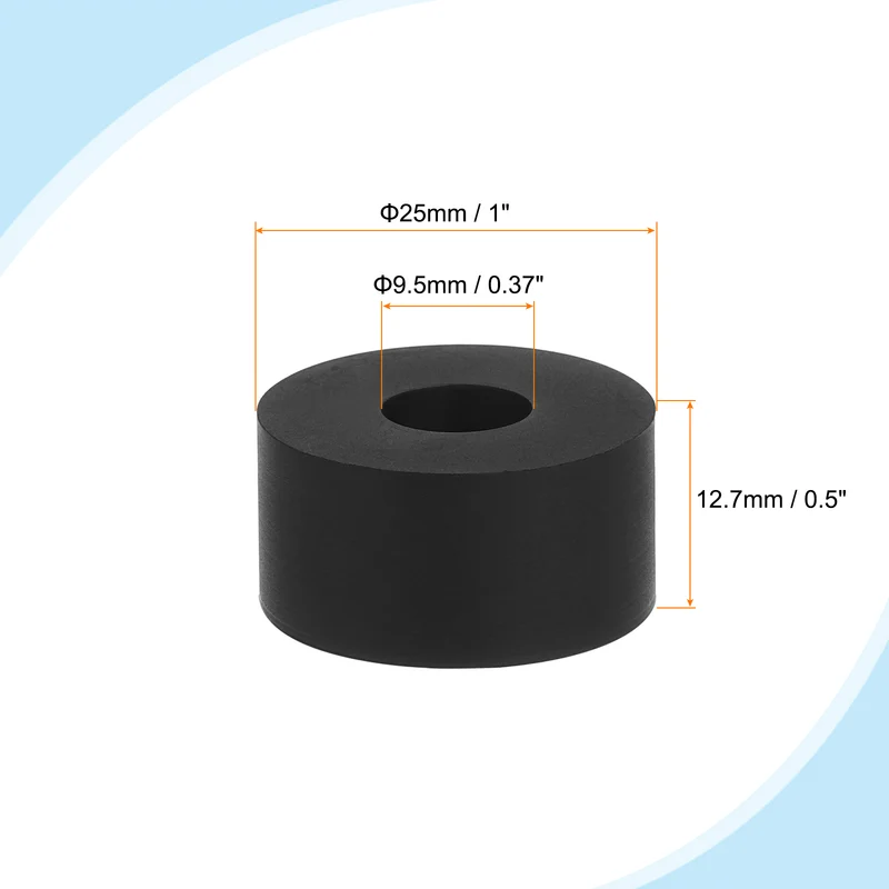 Flat Rubber Washers, 8Pcs 1" x 3/8" x 1/2" Rubber Bushings Spacers