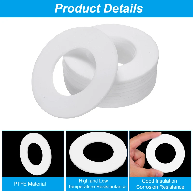 Flat Washers, 15 Pcs 78mm OD 38mm ID 3mm Thickness DN32 PTFE Seal Washers Flange Gasket Sealing Gasket for Faucet Pipe Water Hose
