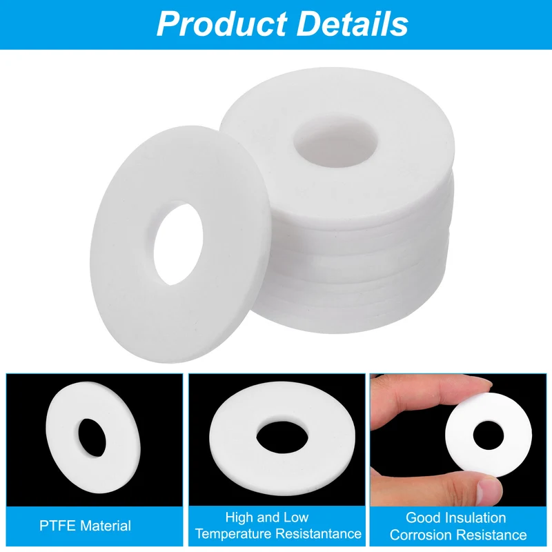 Flat Washers, 5 Pcs 40mm OD 14mm ID 3mm Thickness DN10 PTFE Seal Washers Flange Gasket Sealing Gasket for Faucet Pipe Water Hose
