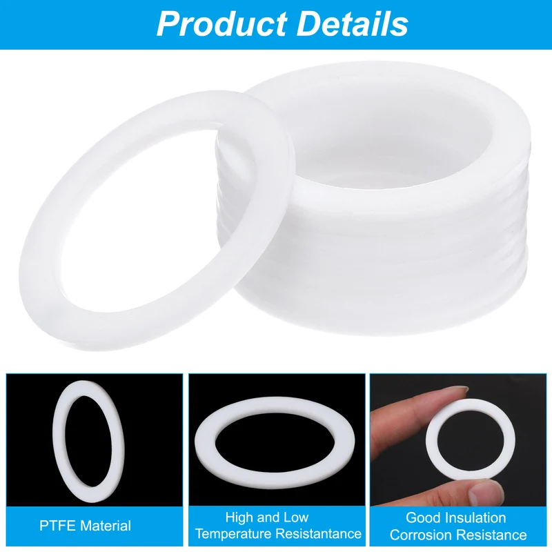 Flat Washers, 50 Pcs 39mm OD 30mm ID 2mm Thickness PTFE Seal Washers Flange Gasket Sealing Gasket for Faucet Pipe Water Hose