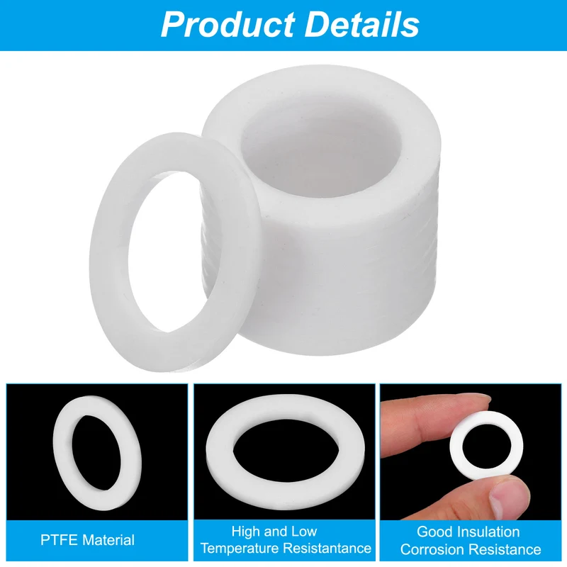 Flat Washers, 100 Pcs 24mm OD 16mm ID 2mm Thickness PTFE Seal Washers Flange Gasket Sealing Gasket for Faucet Pipe Water Hose