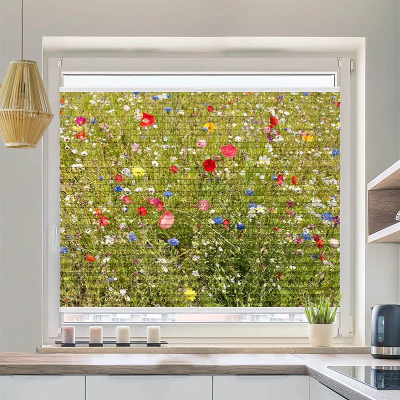 Wabenplissee Motiv "Wiese mit Wildblumen"