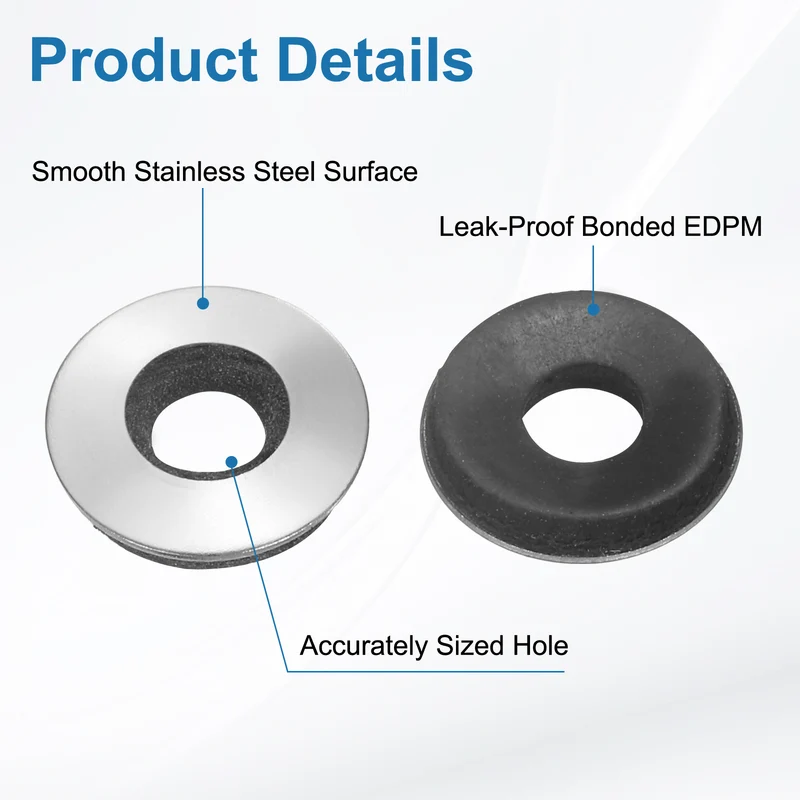 150Pcs 5.5x12mm 304 Stainless Steel EPDM Bonded Sealing Washers Gaskets
