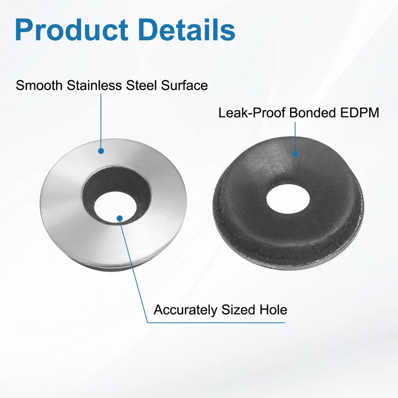 75Pcs 4x9.5mm 304 Stainless Steel EPDM Bonded Sealing Washers Gaskets