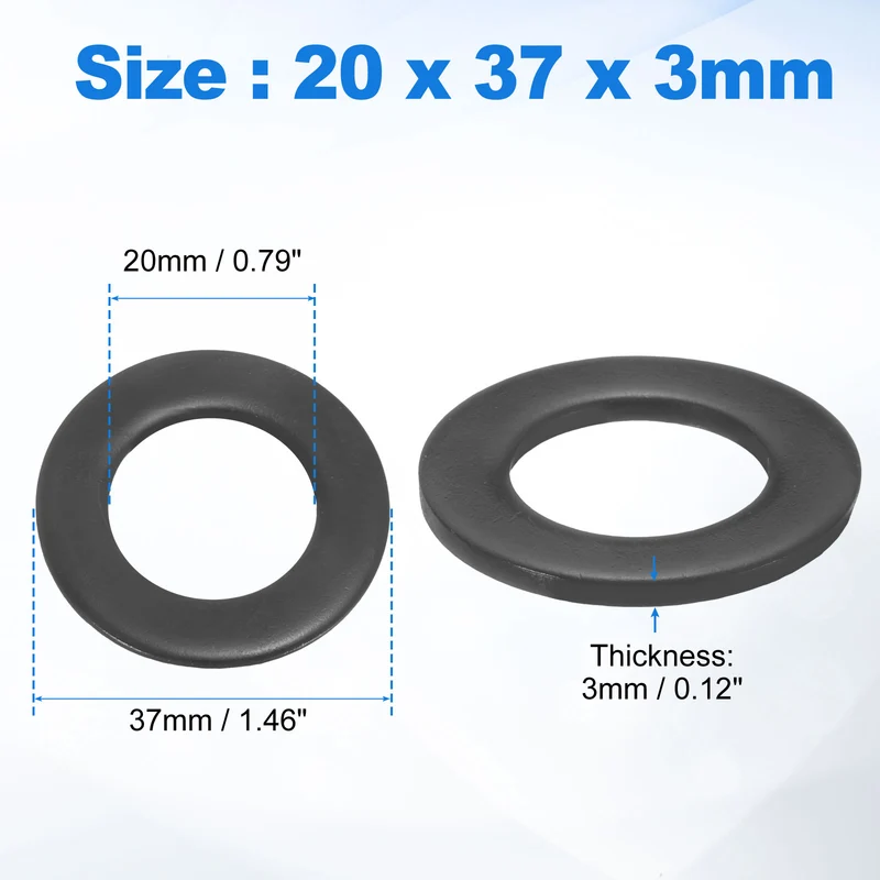 8Pcs M20 304 Stainless Steel Flat Washers, ID 20mm, OD 37mm, Thick 3mm