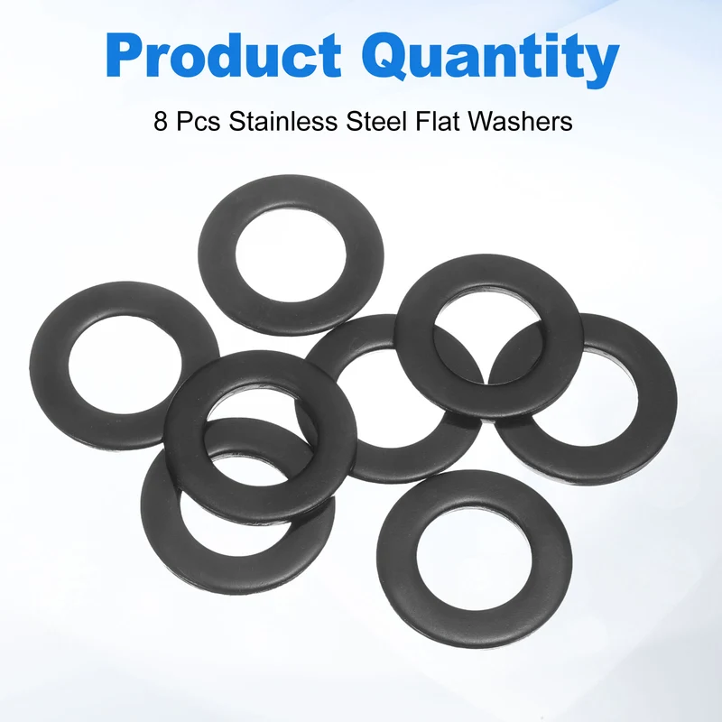 8Pcs M20 304 Stainless Steel Flat Washers, ID 20mm, OD 37mm, Thick 3mm