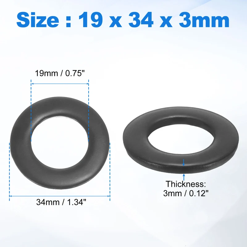 8Pcs M18 304 Stainless Steel Flat Washers ID 19mm OD 34mm Thick 3mm