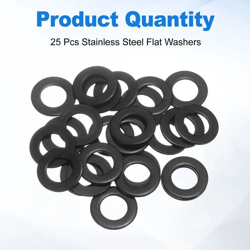 25Pcs M12 304 Stainless Steel Flat Washers, ID 12mm, OD 24mm, Thick 2.5mm