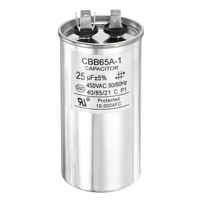 1 Pcs CBB65 Run Capacitor, Aluminum Case, 450V 25 F 5%