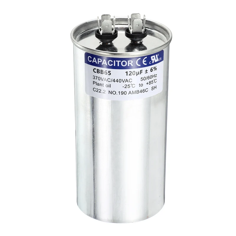 120MFD CBB65 Run Start Capacitor 120uF, 370/440V Round AC Capacitor