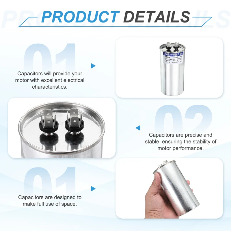 120MFD CBB65 Run Start Capacitor 120uF, 370/440V Round AC Capacitor