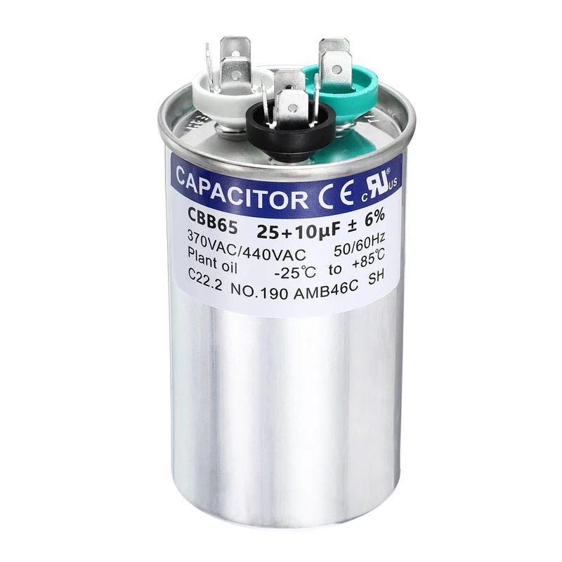 25+10MFD CBB65 Run Start Capacitor 25+10uF, 370/440V Round AC Capacitor