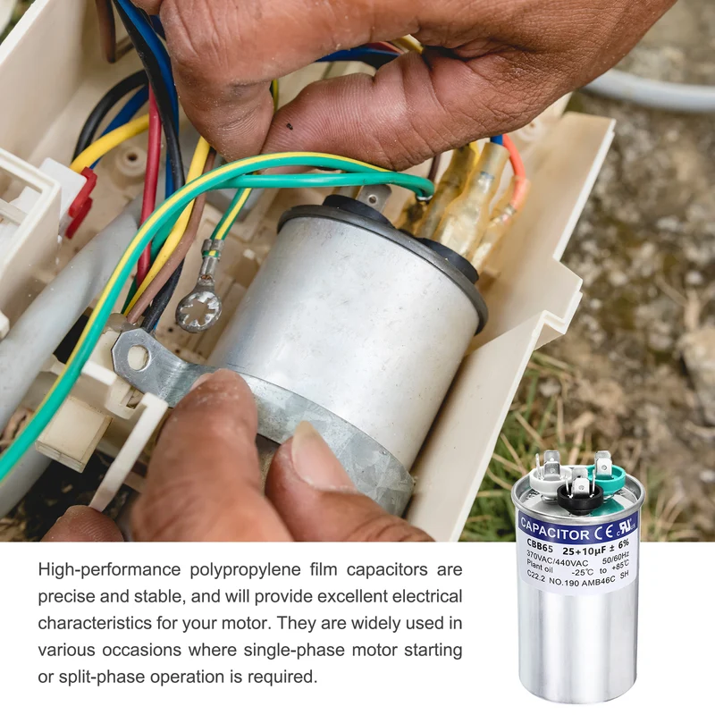 25+10MFD CBB65 Run Start Capacitor 25+10uF, 370/440V Round AC Capacitor
