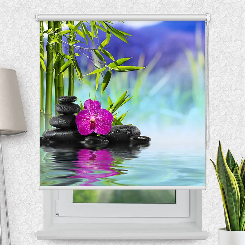 Motivrollo 'Spa Orchidee Steine' | Bis B 430 x H 440 cm