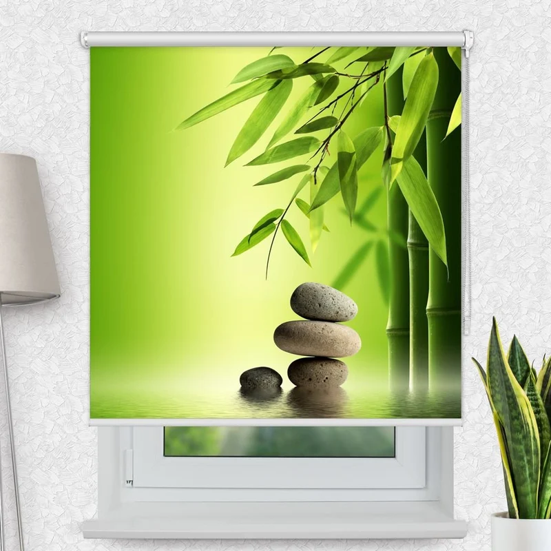 Motivrollo 'Wellness Steine Bambus' | Bis B 430 x H 440 cm