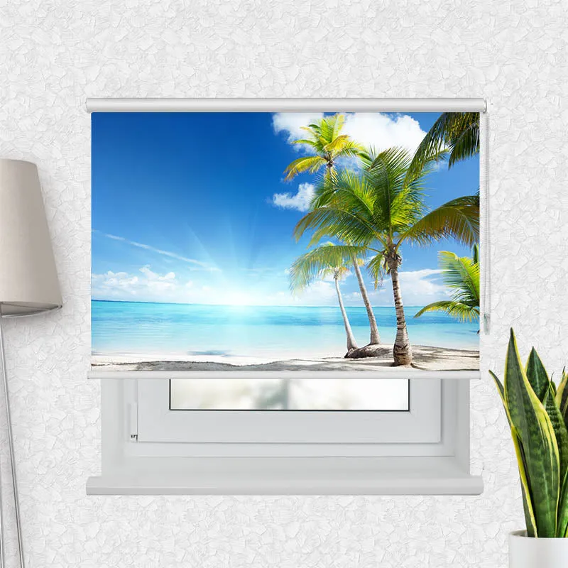 Motivrollo 'Palmen Strand Sonne' | Bis B 430 x H 440 cm