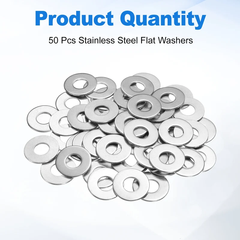 50Pcs Fender Washers, M10 304 Stainless Steel Flat Washer 25mm OD 1.5mm Thick