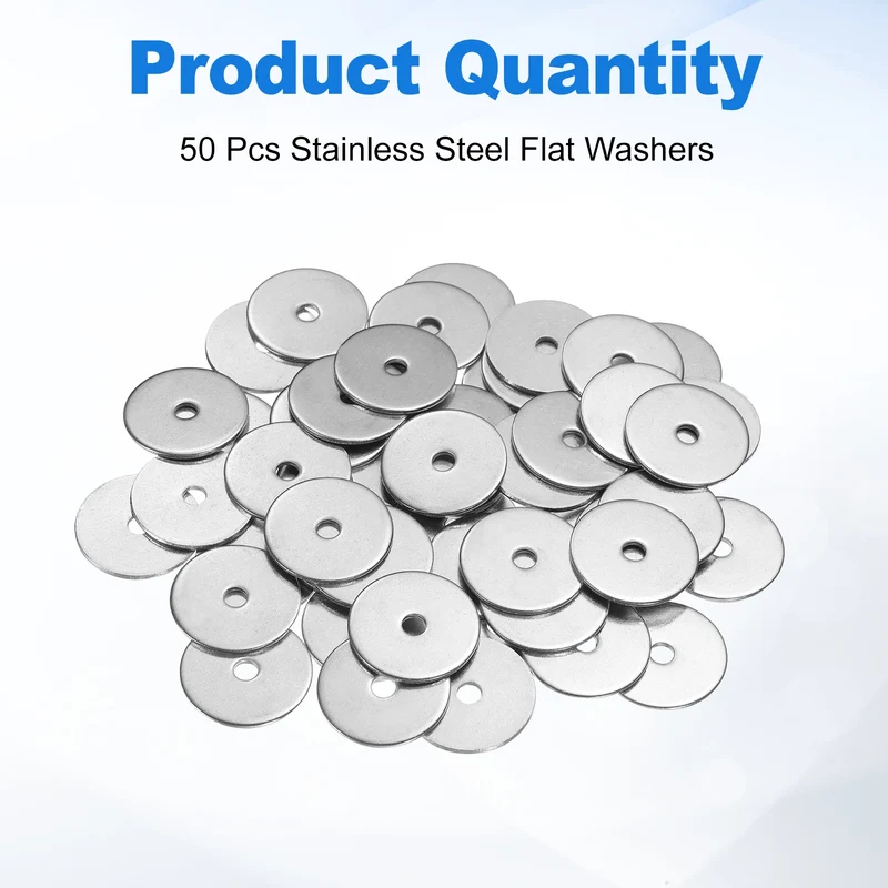 50Pcs Fender Washers, M4 304 Stainless Steel Flat Washer 25mm OD 1.5mm Thick