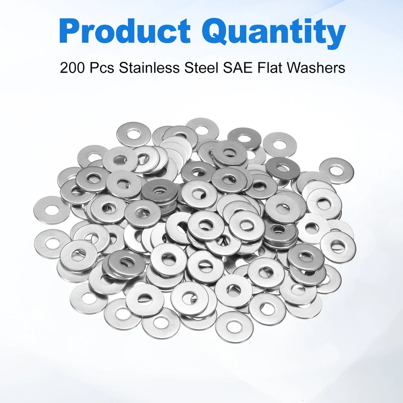 200Pcs Fender Washers, M5 304 Stainless Steel Flat Washer 15mm OD 1.2mm Thick