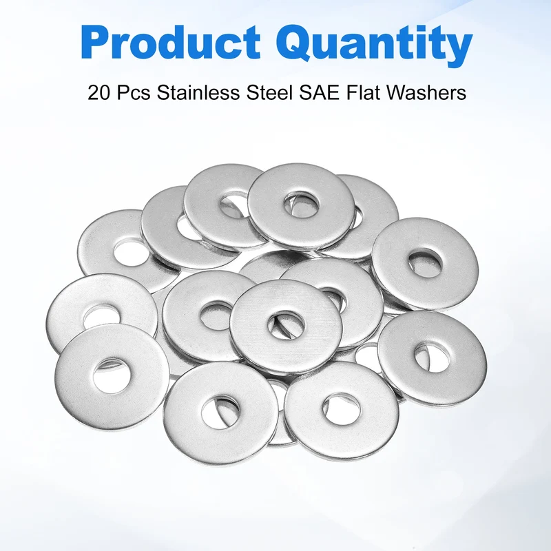 20Pcs Fender Washers, M10 304 Stainless Steel Flat Washer 34mm OD 3mm Thick