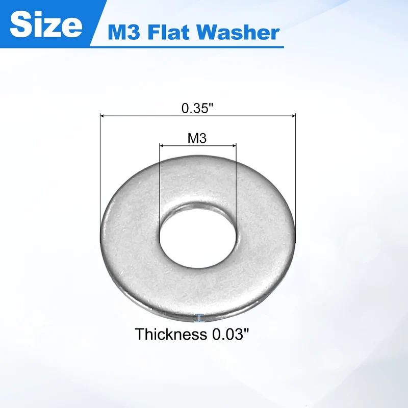 200Pcs Fender Washers, M3 304 Stainless Steel Flat Washer 9mm OD 0.8mm Thick