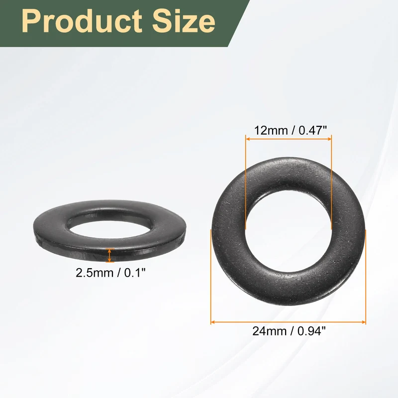 10Pcs M12 Stainless Steel Flat Washer 24mm Outer Diameter Flat Washer]