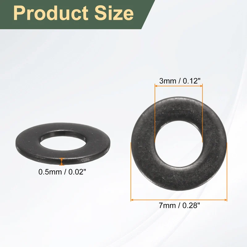 200Pcs M3 Stainless Steel Flat Washer 7mm Outer Diameter Flat Washer