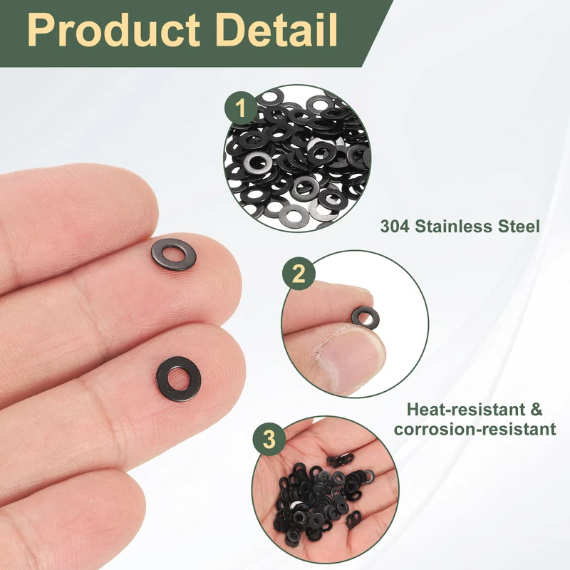 200Pcs M3 Stainless Steel Flat Washer 7mm Outer Diameter Flat Washer