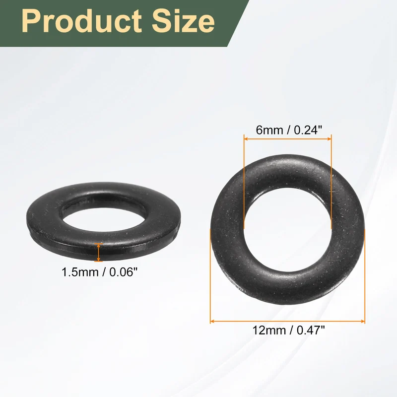 50 Pcs M6 Stainless Steel Flat Washer, 12mm Outer Diameter Flat Washer
