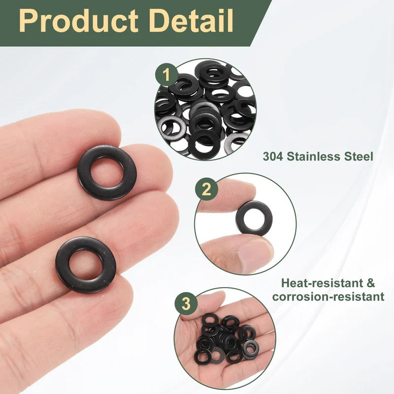 100 Pcs M8 Stainless Steel Flat Washer, 16mm Outer Diameter Flat Washer