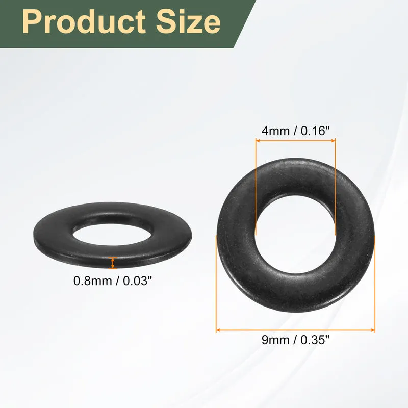 200Pcs M4 Stainless Steel Flat Washer 9mm Outer Diameter Flat Washer