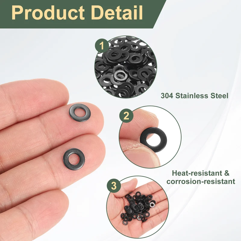 200Pcs M4 Stainless Steel Flat Washer 9mm Outer Diameter Flat Washer