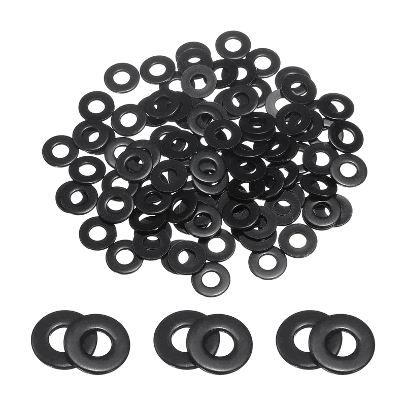 100Pcs #8 Stainless Steel Flat Washers 4.8mm ID x 11mm OD x 1mm Thick)