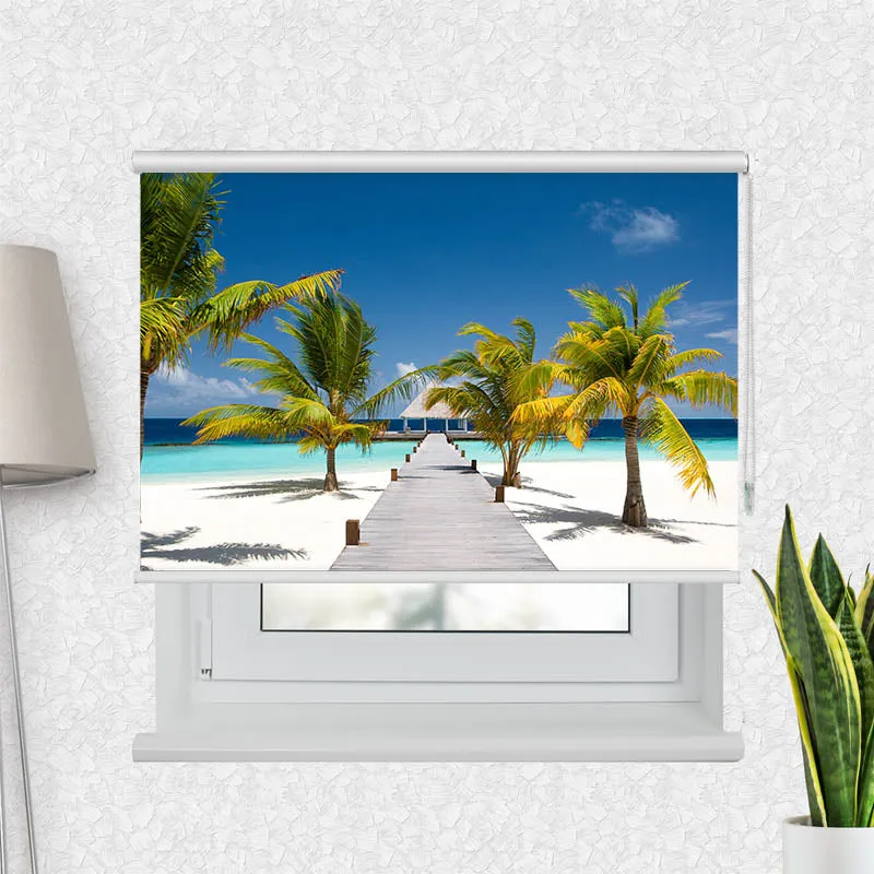 Motivrollo 'Malediven Strand Palmen' | Bis B 430 x H 440 cm