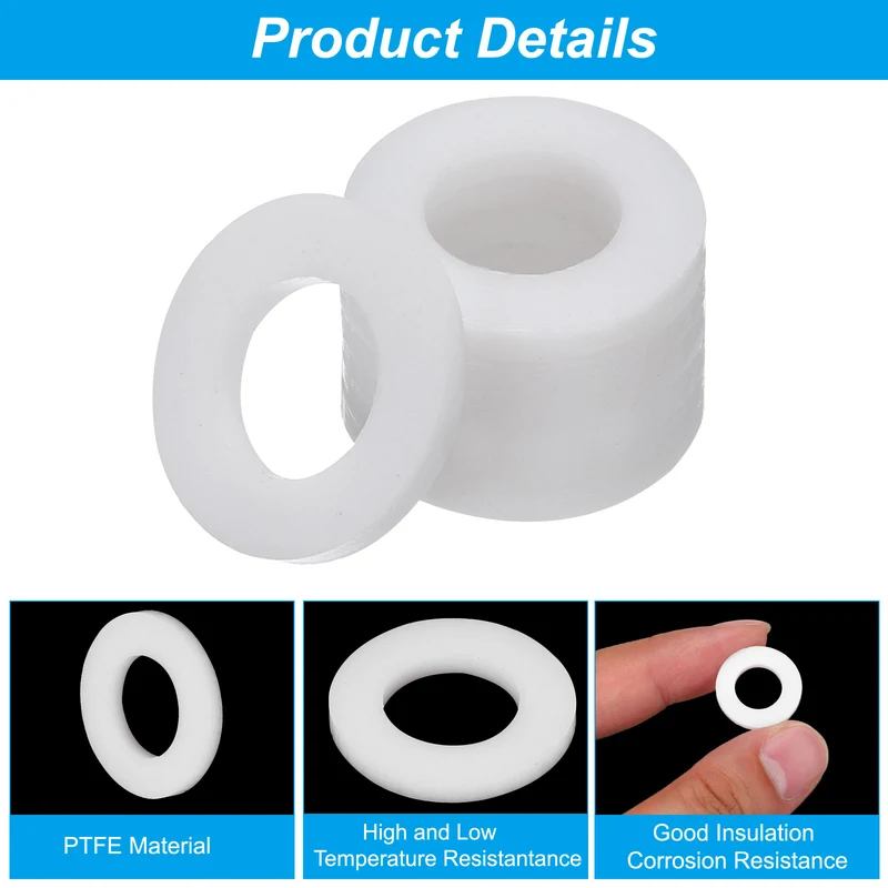 Flat Washers, 100 Pcs 18mm OD 10mm ID 2mm Thickness PTFE Seal Washers Flange Gasket Sealing Gasket for Faucet Pipe Water Hose