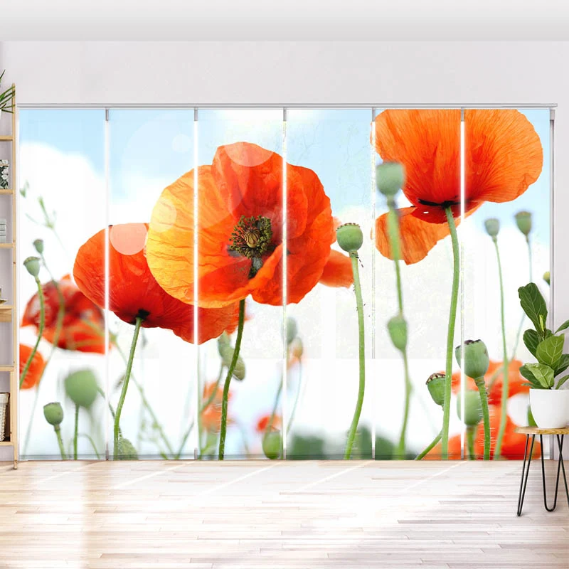 Schiebegardine Motiv "Mohnblumen Panorama"