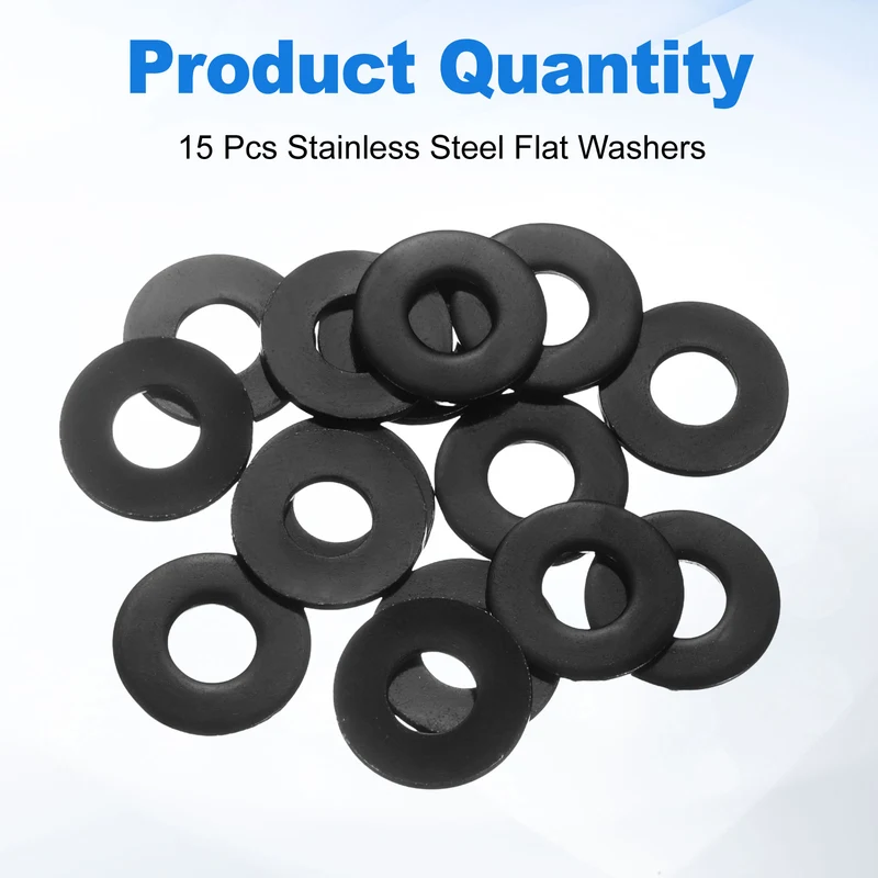 15Pcs M10 304 Stainless Steel Flat Washers ID 10mm OD 25mm Thick 2mm