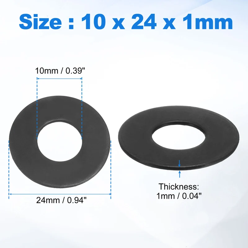 15Pcs M10 304 Stainless Steel Flat Washers ID 10mm OD 24mm Thick 1mm