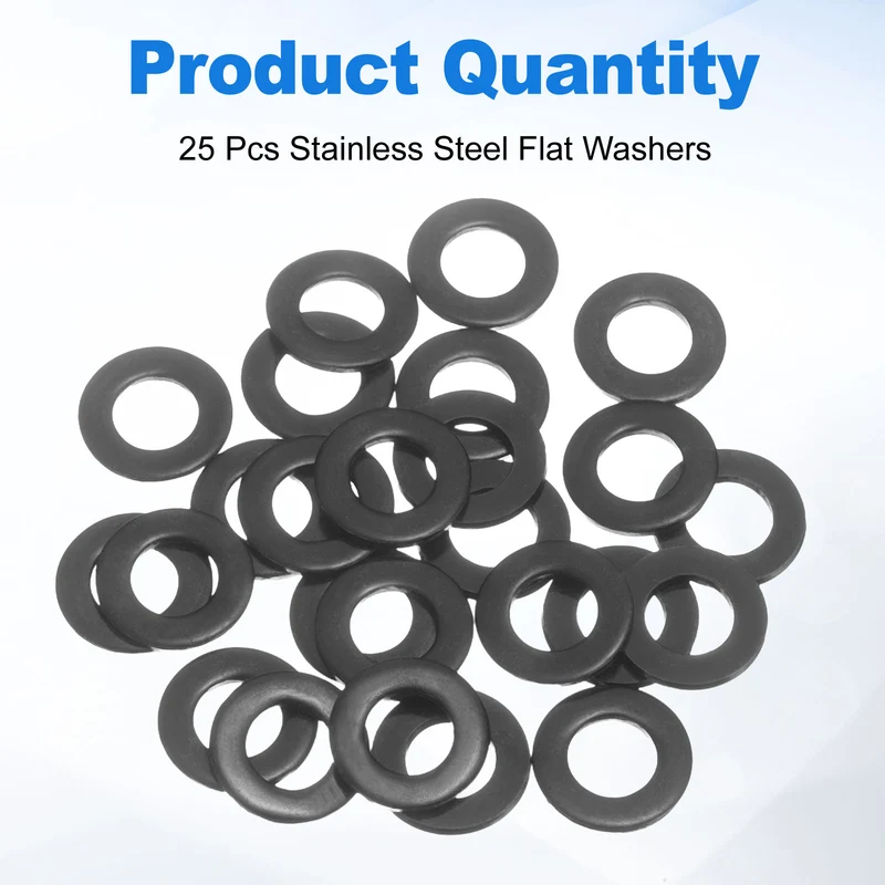 25Pcs M10 304 Stainless Steel Flat Washers ID 10mm OD 20mm Thick 2mm