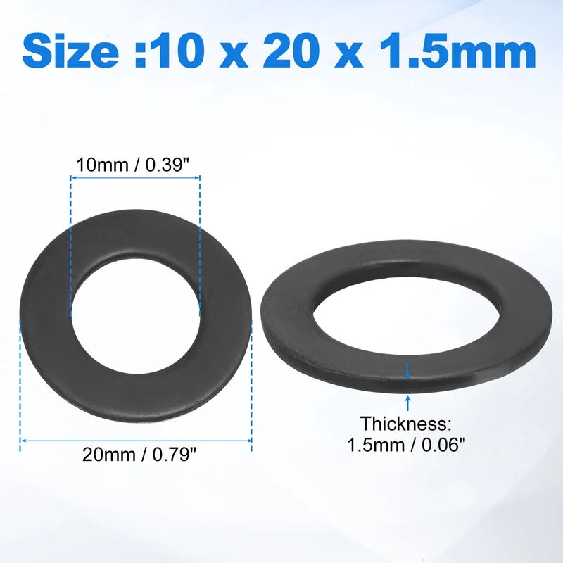 35Pcs M10 304 Stainless Steel Flat Washers ID 10mm OD 20mm Thick 1.5mm