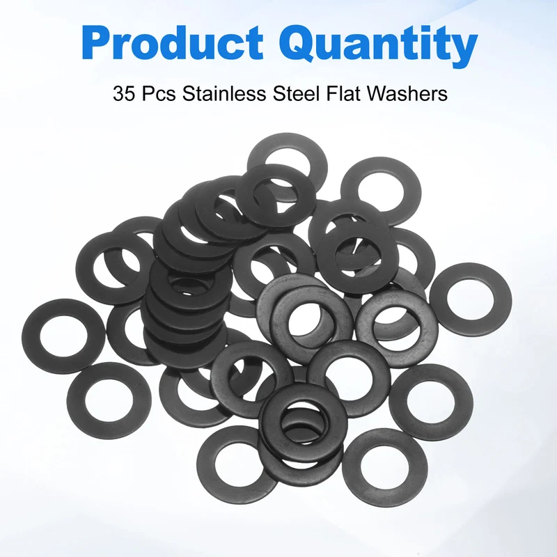 35Pcs M10 304 Stainless Steel Flat Washers ID 10mm OD 20mm Thick 1.5mm