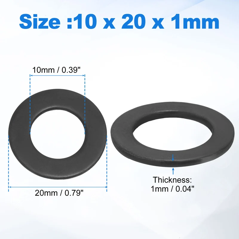 35Pcs M10 304 Stainless Steel Flat Washers, ID 1mm, OD 20mm, Thick 10mm