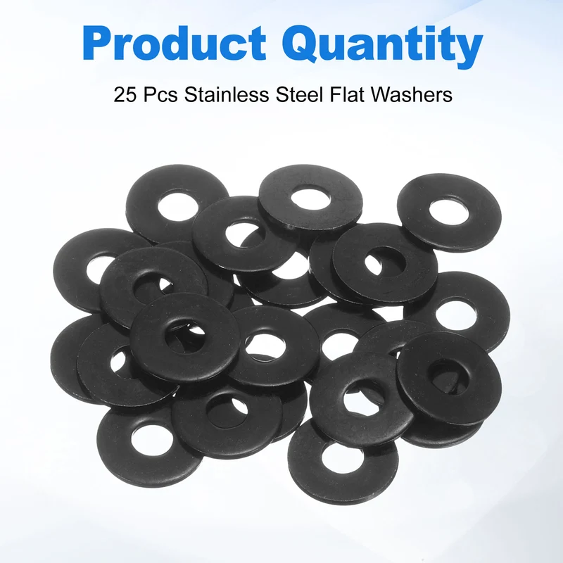 25Pcs M8 304 Stainless Steel Flat Washers, ID 8mm, OD 24mm, Thick 2mm