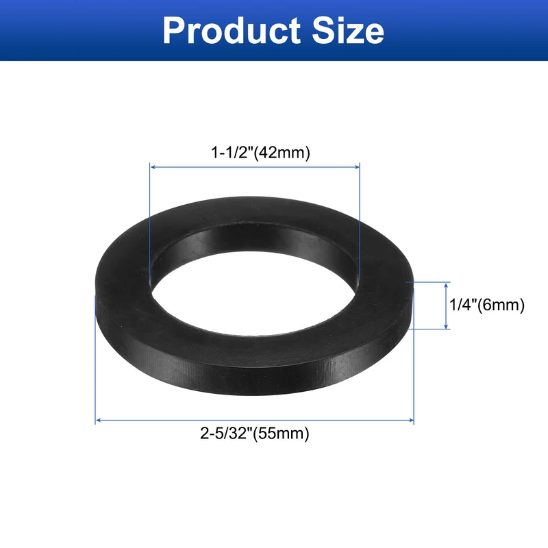 12 Pcs Nitrile Rubber Flat Washer DN40 2 5/32"OD X1 1/2"ID x 1/4"Thick, Black